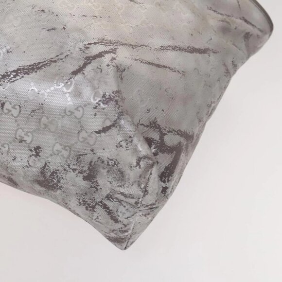 GUCCI GG Implementation Tote Bag Coated Canvas Silver Auth 117334 - Picture 10 of 16